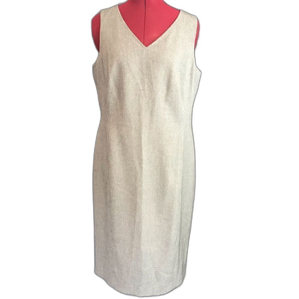 Kasper Dress Women’s Size 10 Grey Sleeveless Sheath V-Neck Zipper Classic
